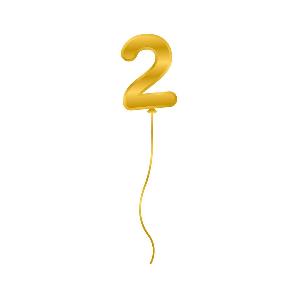 golden balloon helium number two floating vector