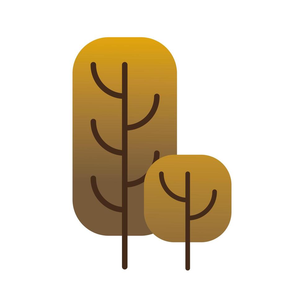 yellow trees plants forest isolated icons vector