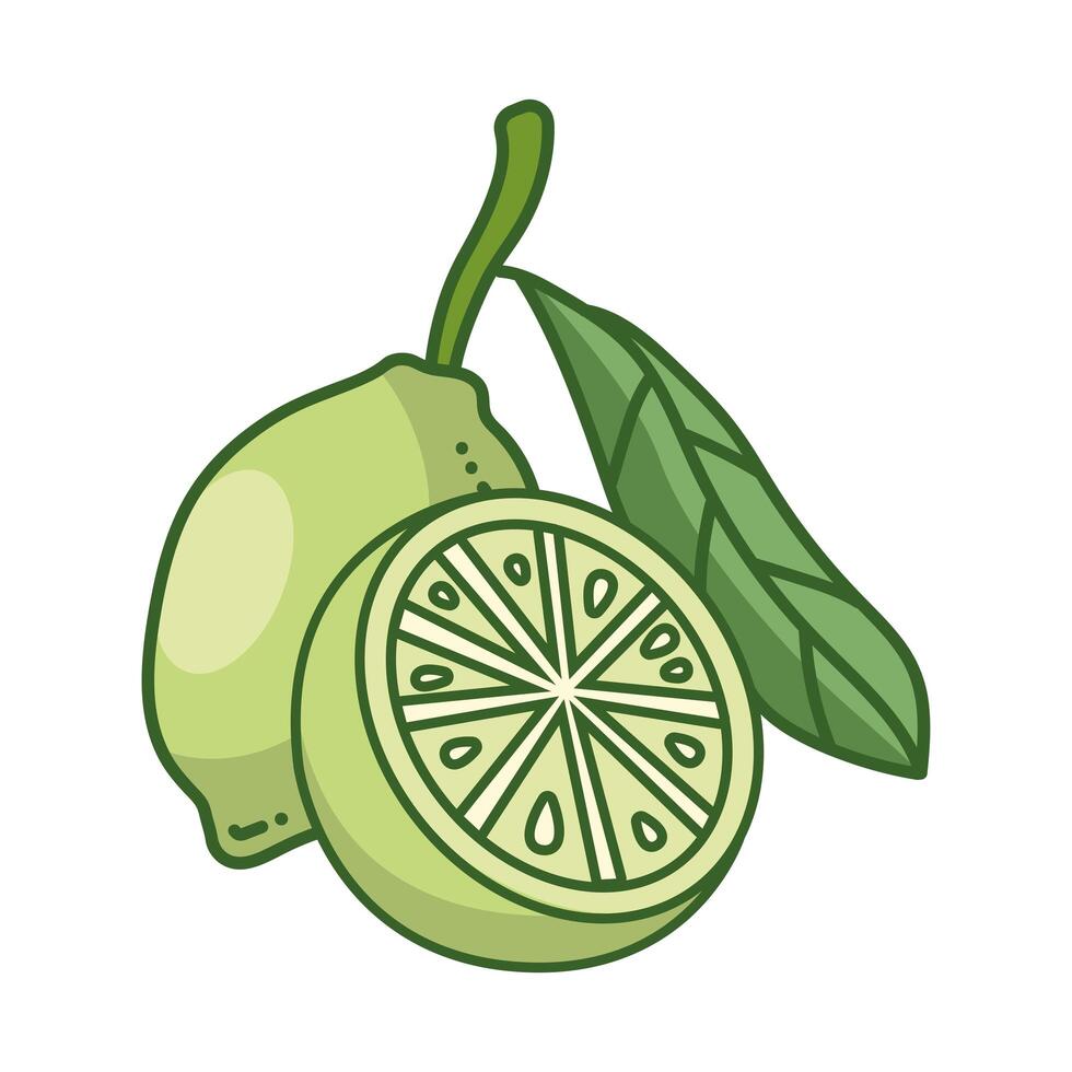 lemons with leaf fruit line and fill style icon vector design