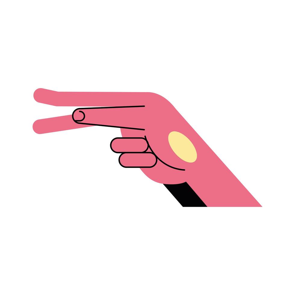 hand sign language p line and fill style icon vector design