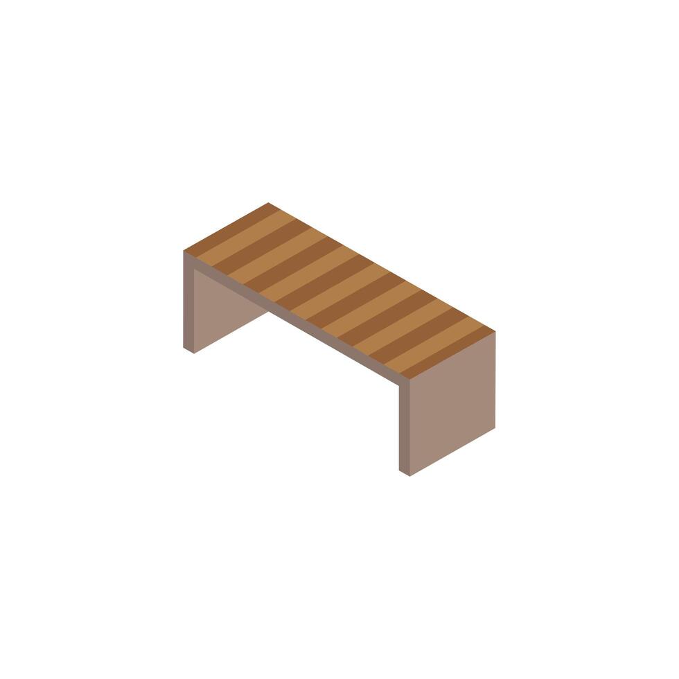 wooden bench park Isometric style icon vector