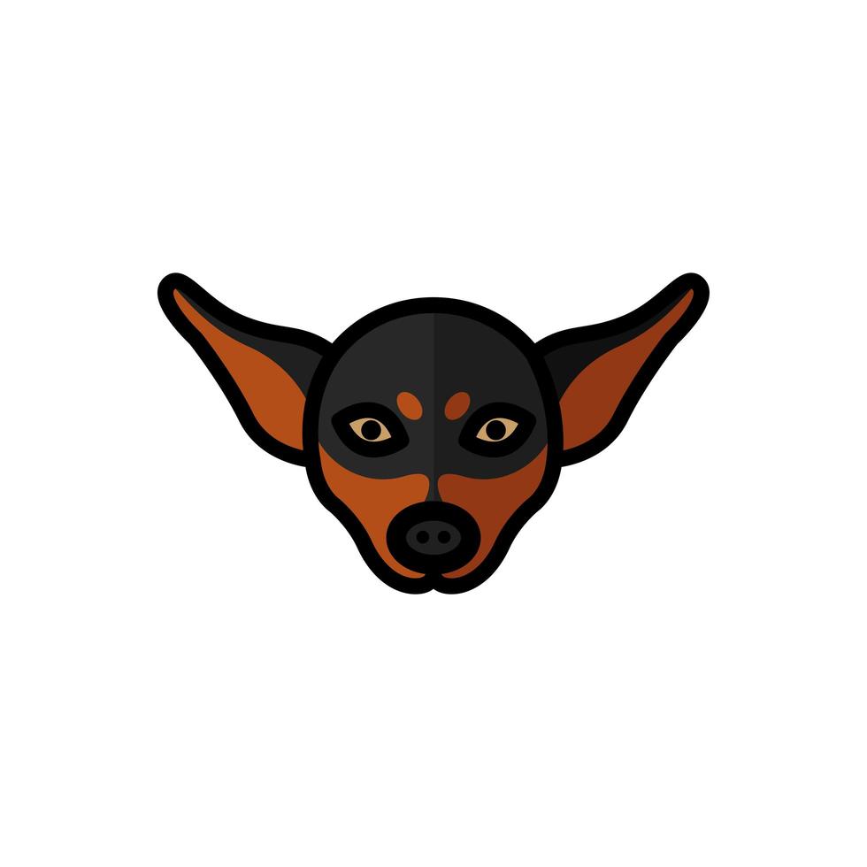 Perro pinscher miniatura mascota mascota personaje de cabeza de raza vector