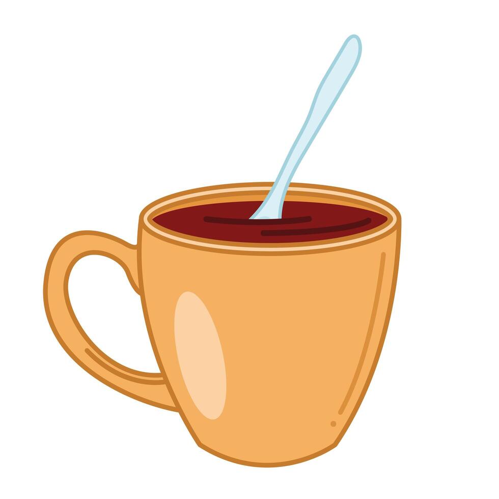 tea mug with spoon line and fill style icon vector design