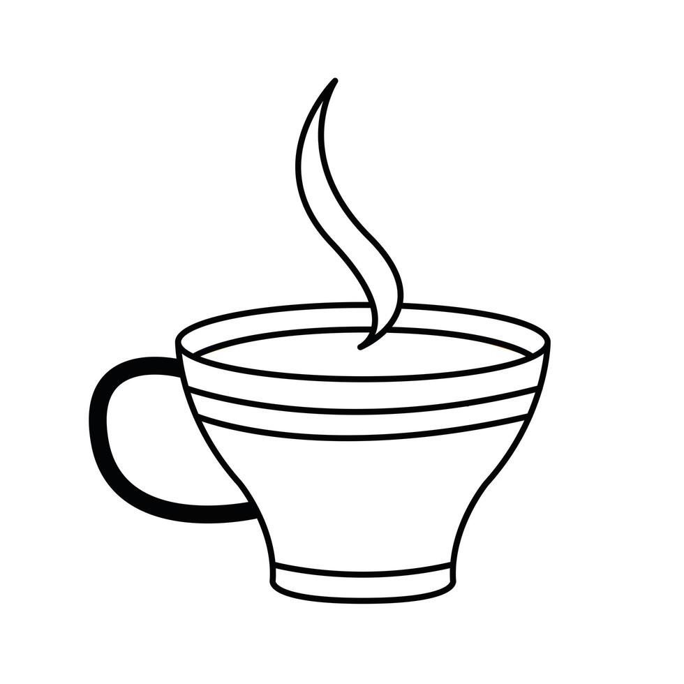 taza de té con diseño de vector de icono de estilo de línea de humo