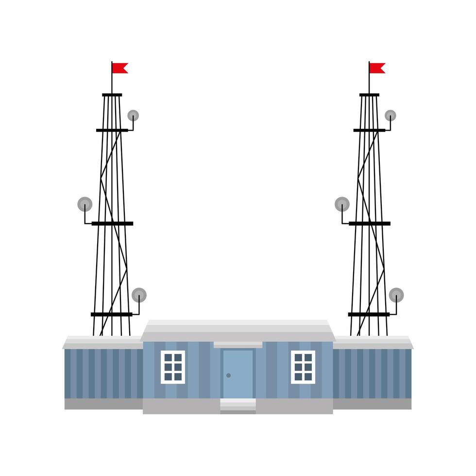 blue house with antennas vector design