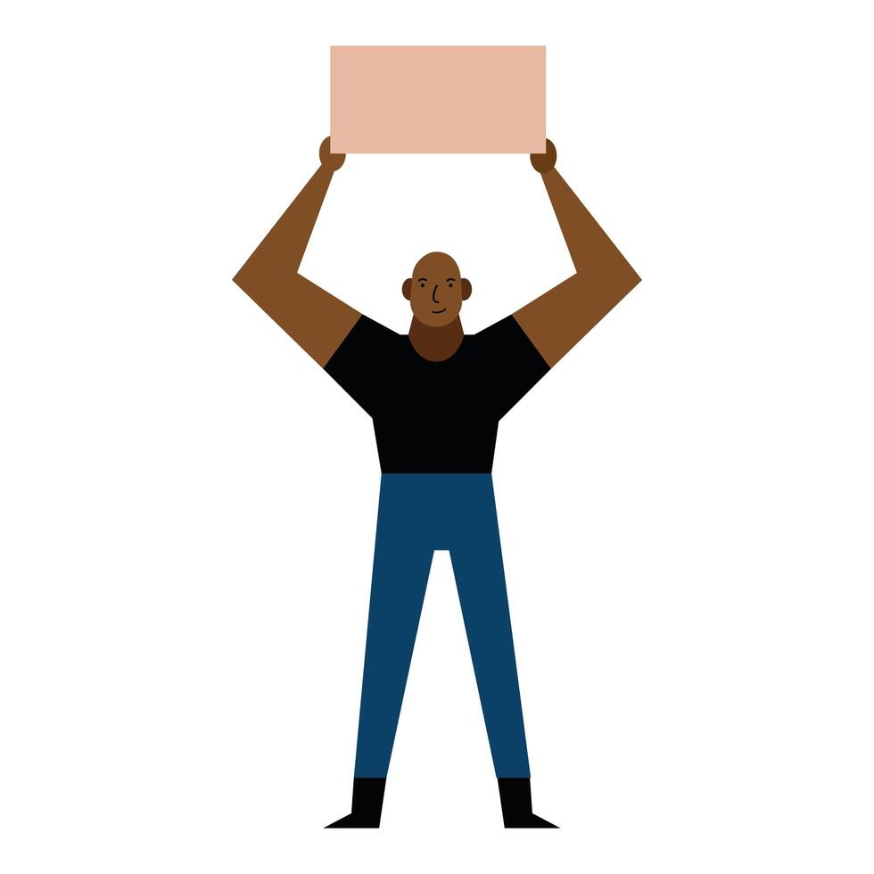 Black lives matter man holding banner vector design