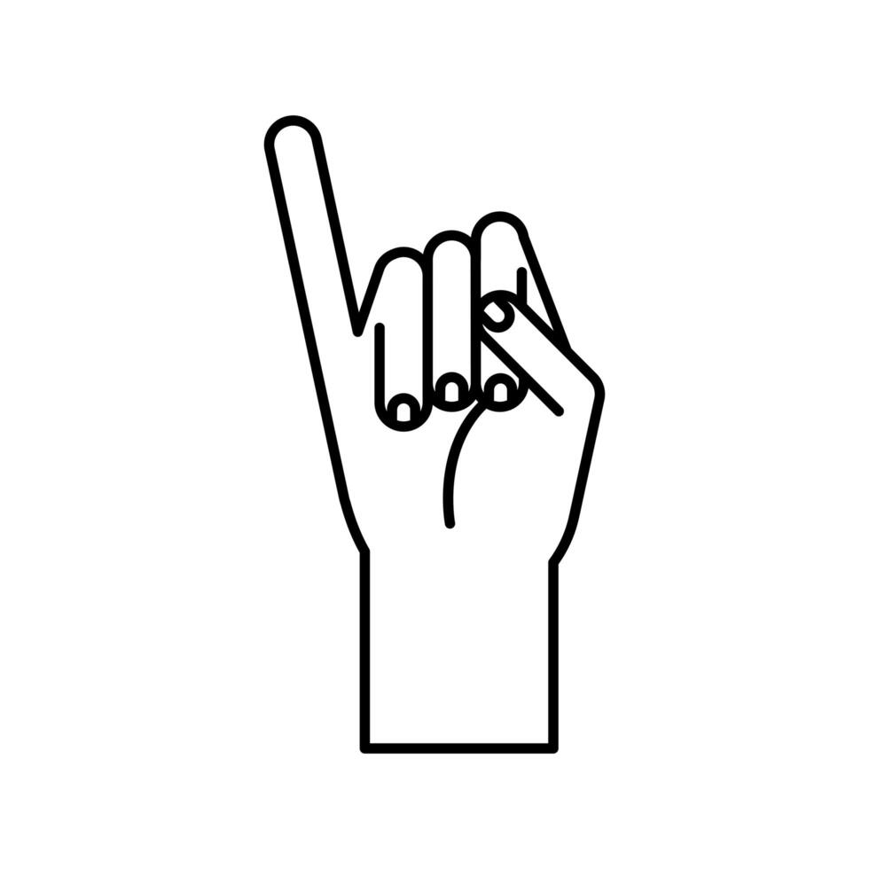 hand sign language i line style icon vector design