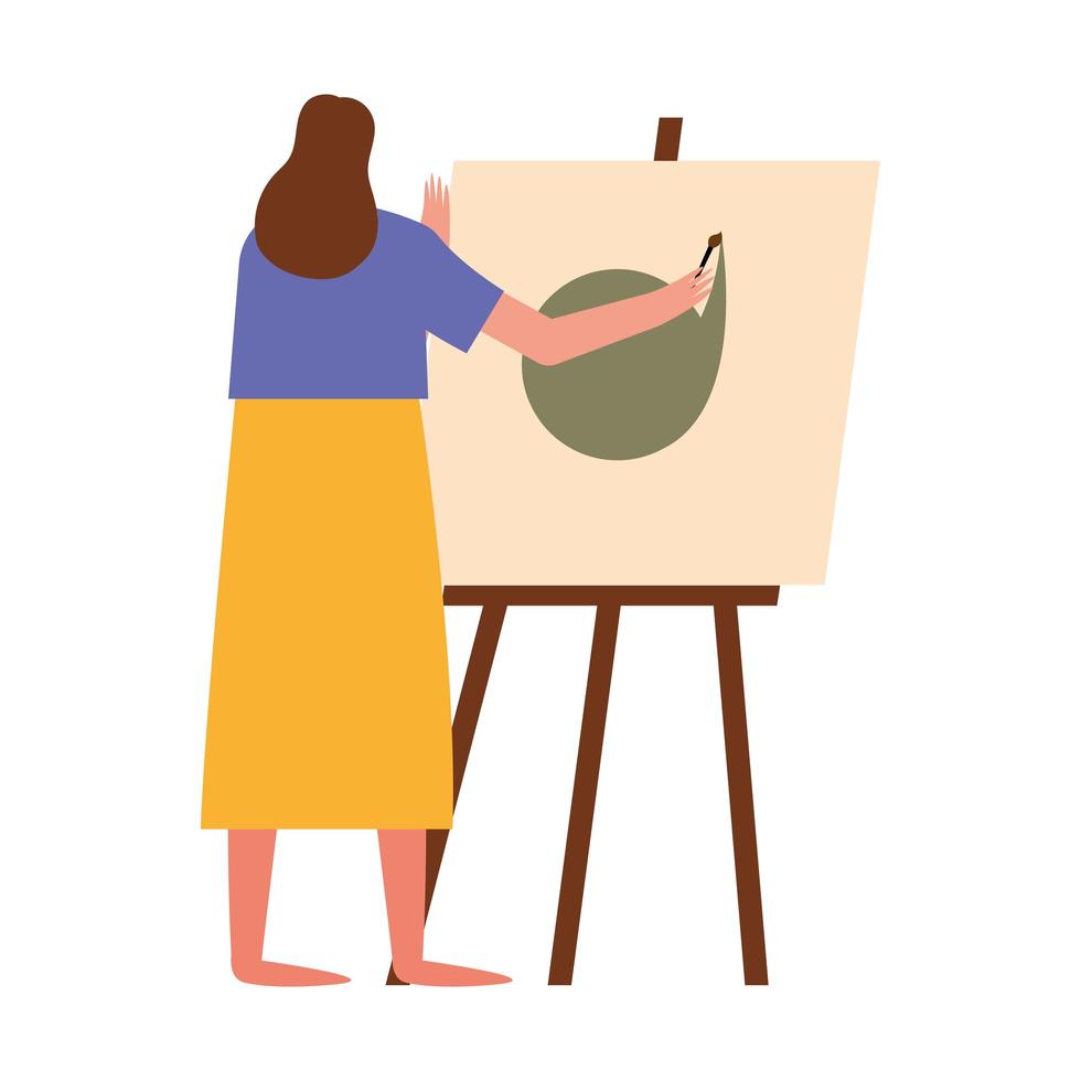 woman with paint easel vector design