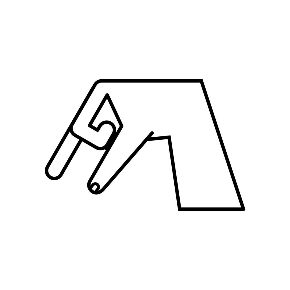 hand sign language q line style icon vector design