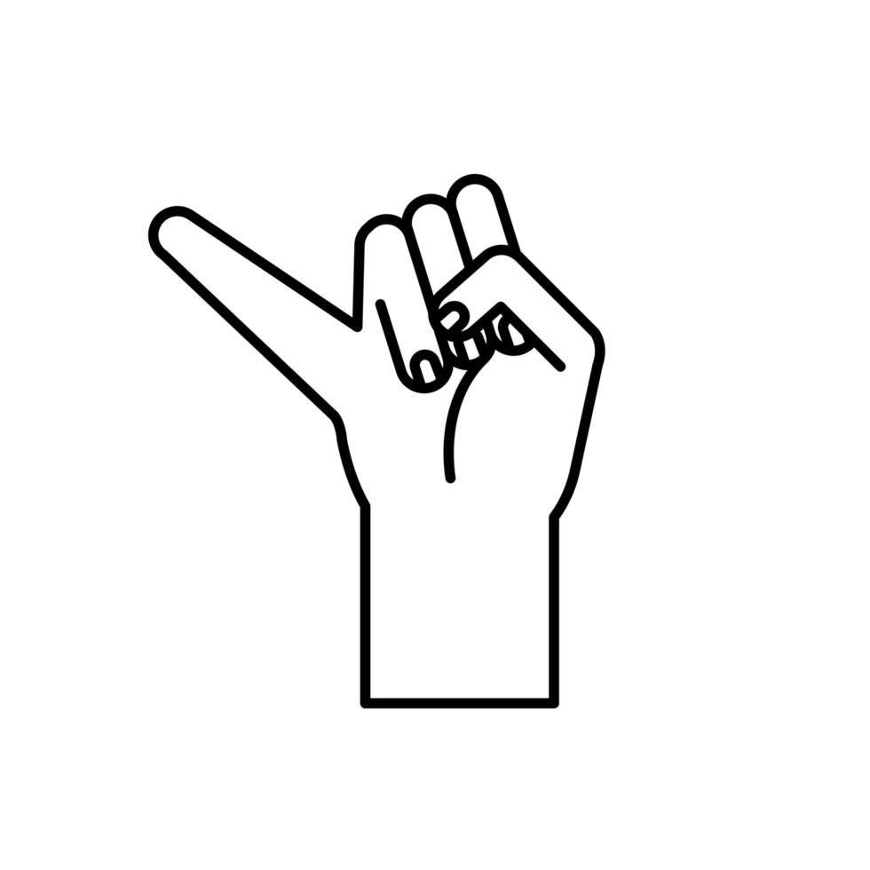 hand sign language j line style icon vector design