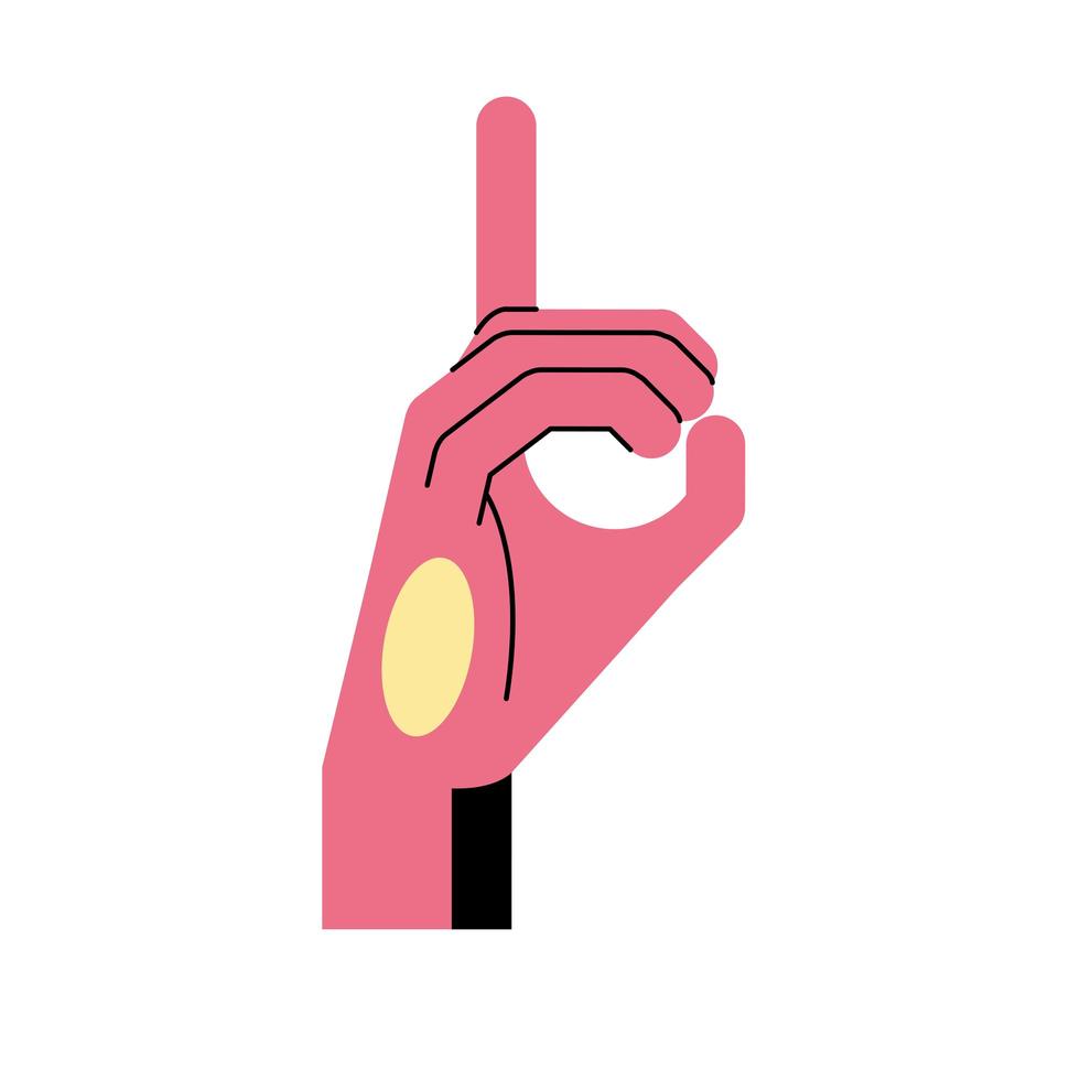 hand sign language d line and fill style icon vector design