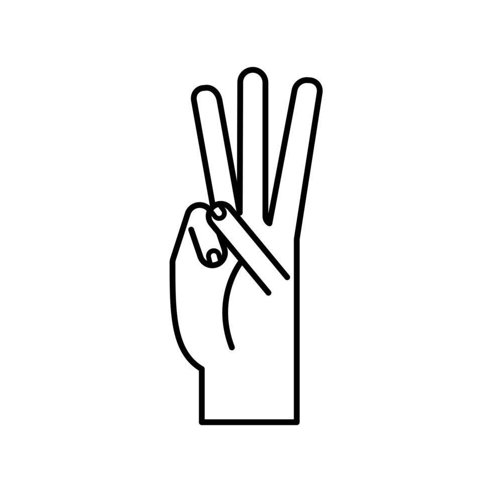 hand sign language w line style icon vector design