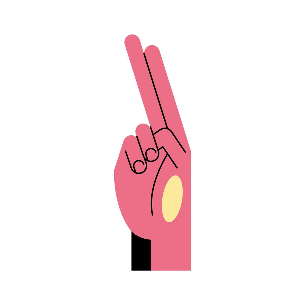 hand sign language u line and fill style icon vector design