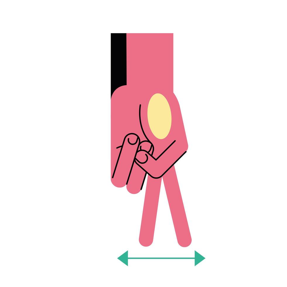 hand sign language p line and fill style icon vector design