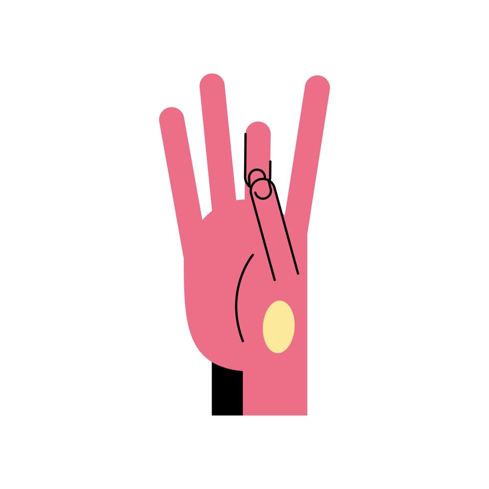 hand sign language eight number line and fill style icon vector design