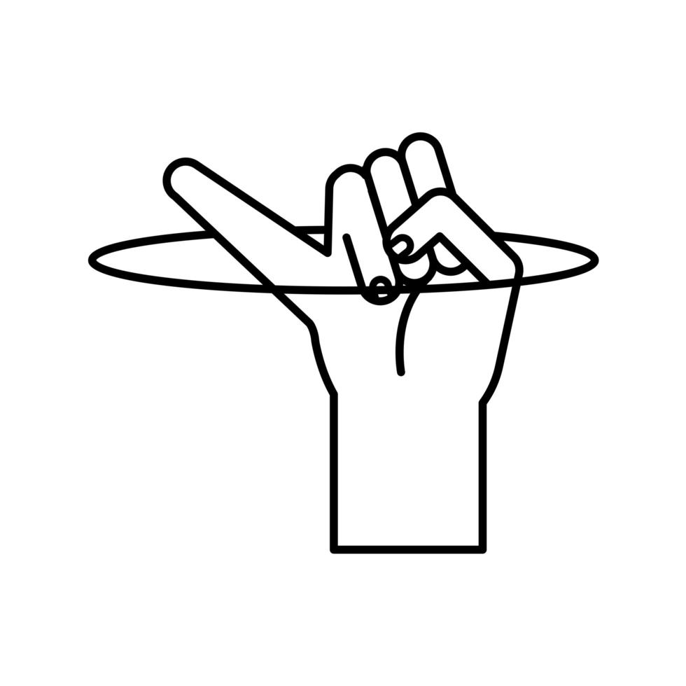 lenguaje de señas de mano j línea estilo icono diseño vectorial vector