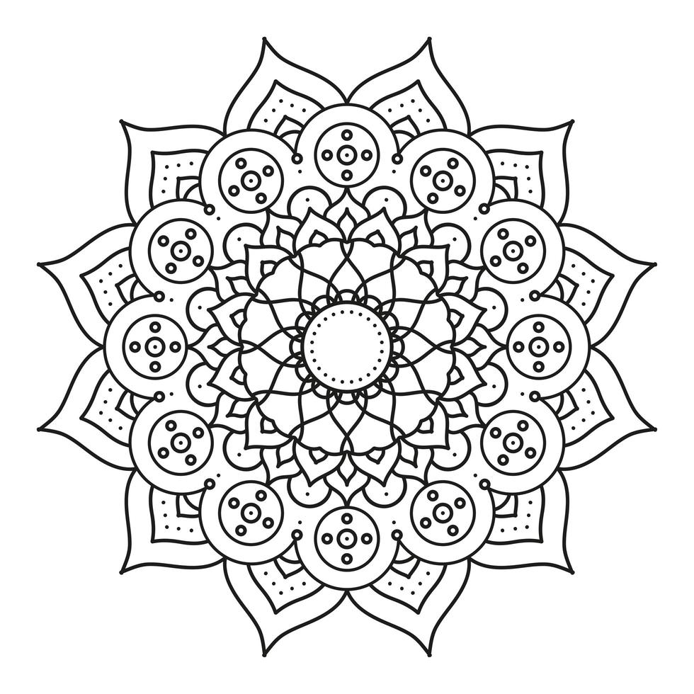 decorativo floral monocromo mandala etnicidad icono artístico vector