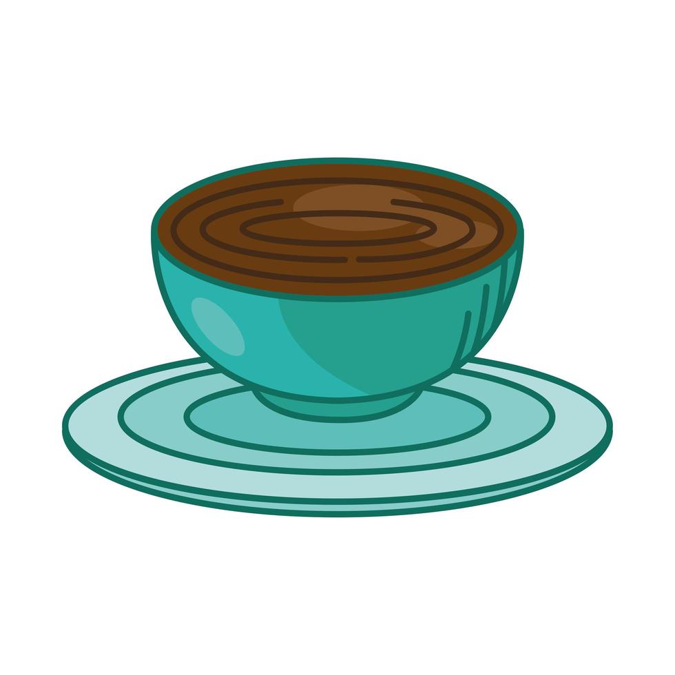 tea cup on plate line and fill style icon vector design