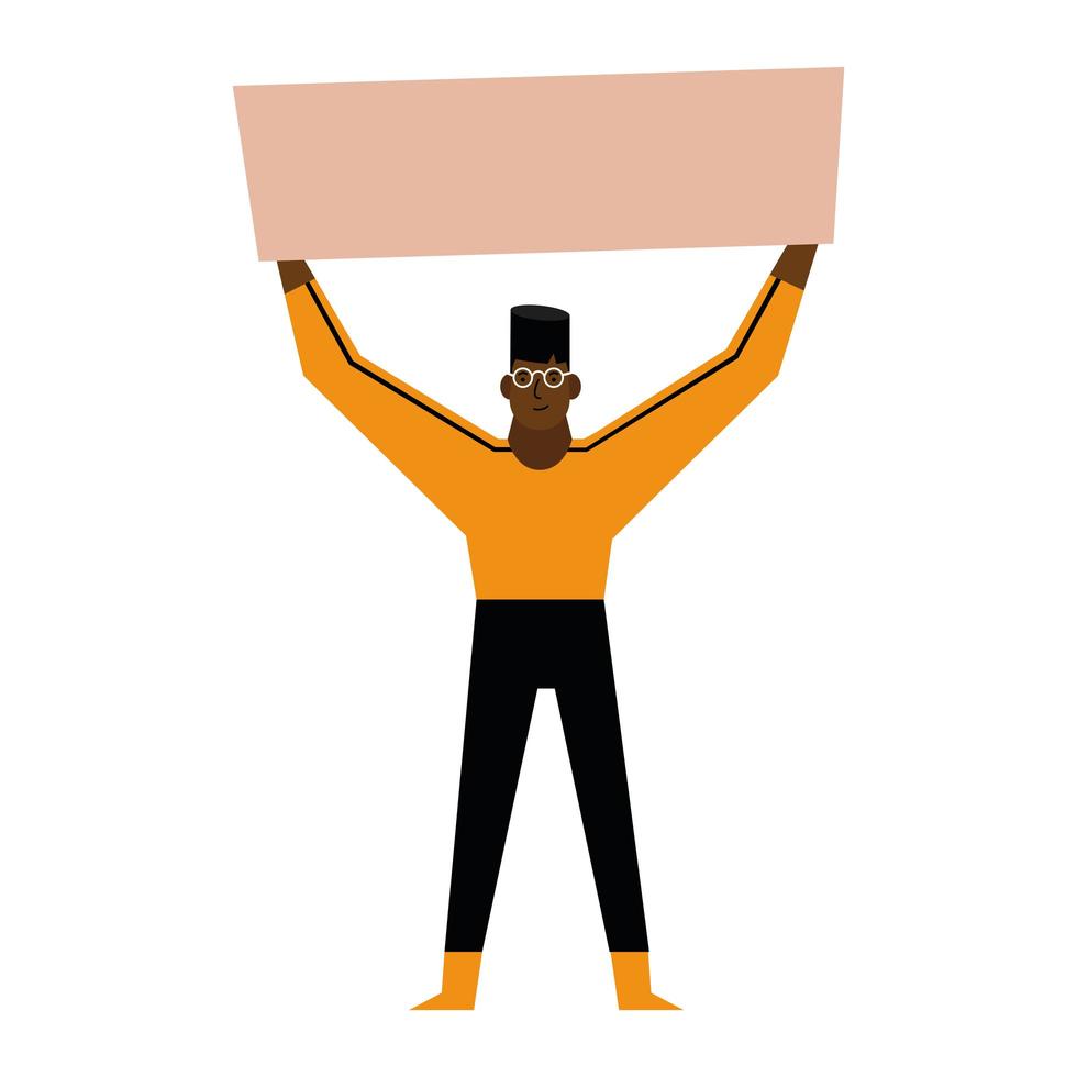 Black lives matter man holding banner vector design