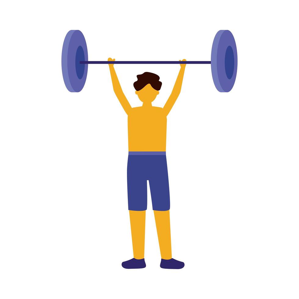 Man with sportswear doing exercise with weight vector design