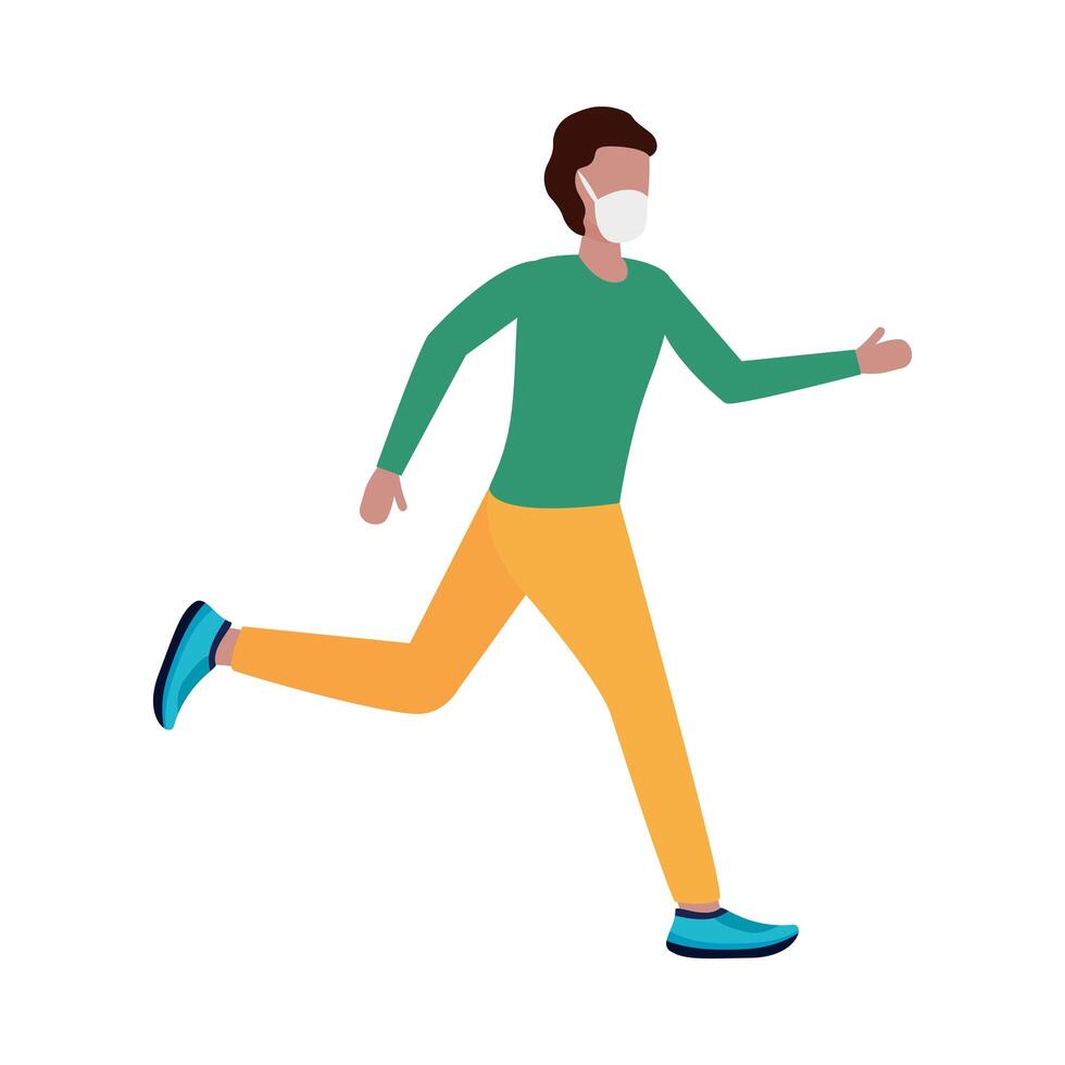 Man with medical mask running vector design
