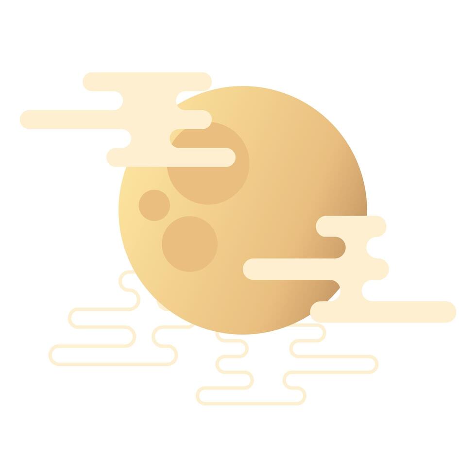 mid autumn festival moon and clouds vector