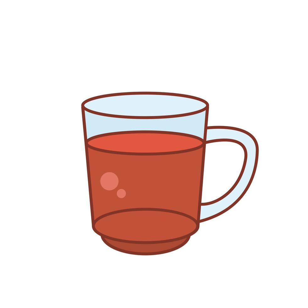 Línea de vidrio de té y diseño de vector de icono de estilo de relleno