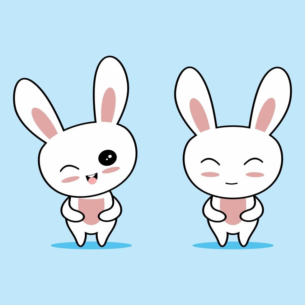 cute bunny with facial expression vector