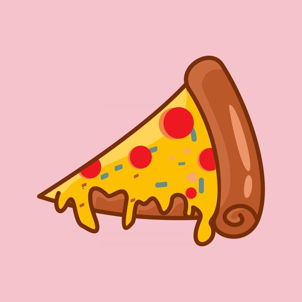 Ilustración de vector de dibujos animados de pizza. vector aislado de concepto de comida rápida