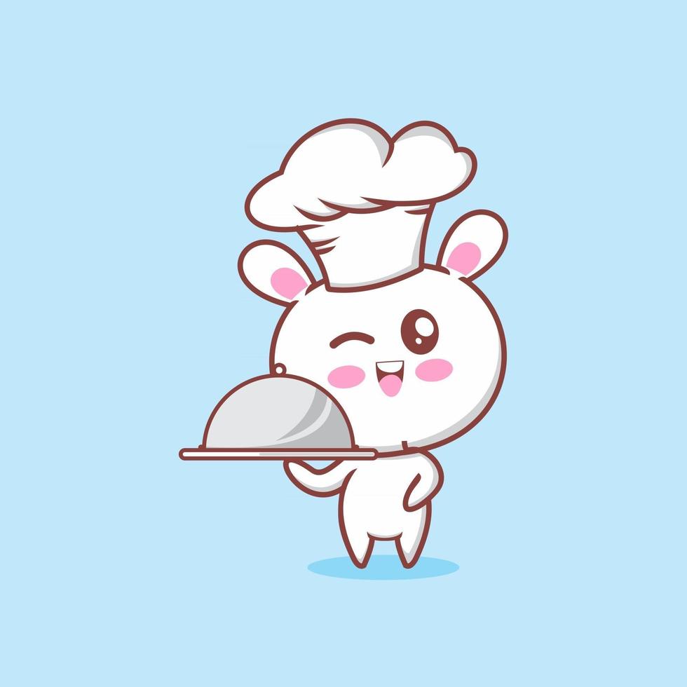 cute bunny with chef hat vector