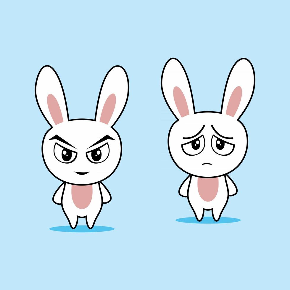 cute bunny with facial expression vector