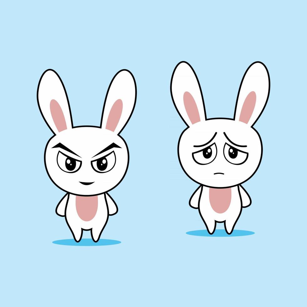 cute bunny with facial expression vector