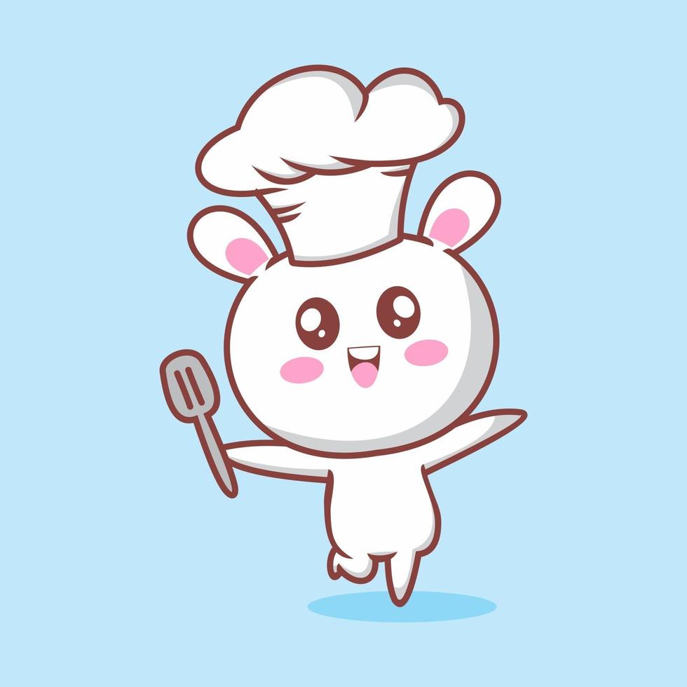 cute bunny with chef hat vector