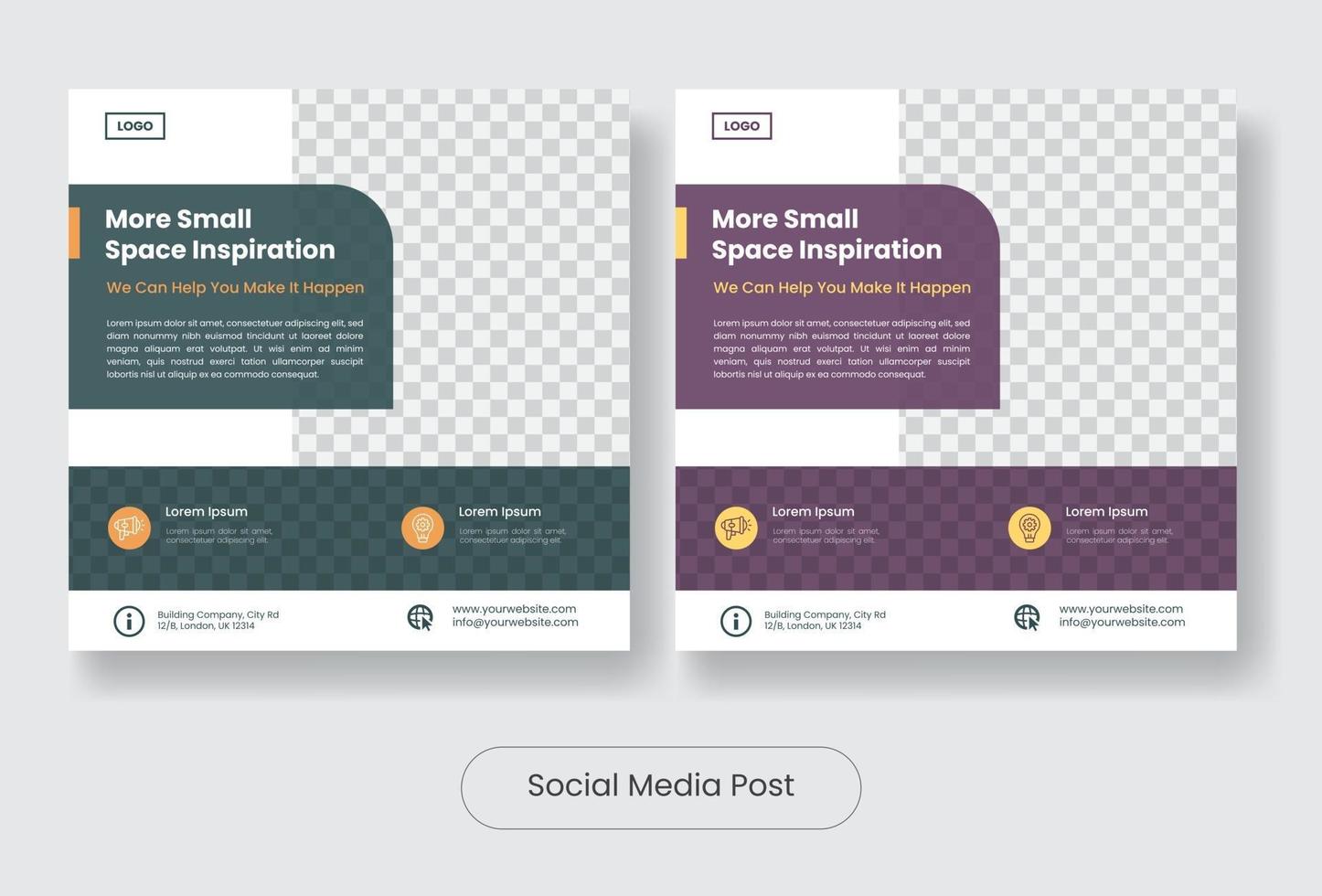 Small space inspiration social media post template banner set vector