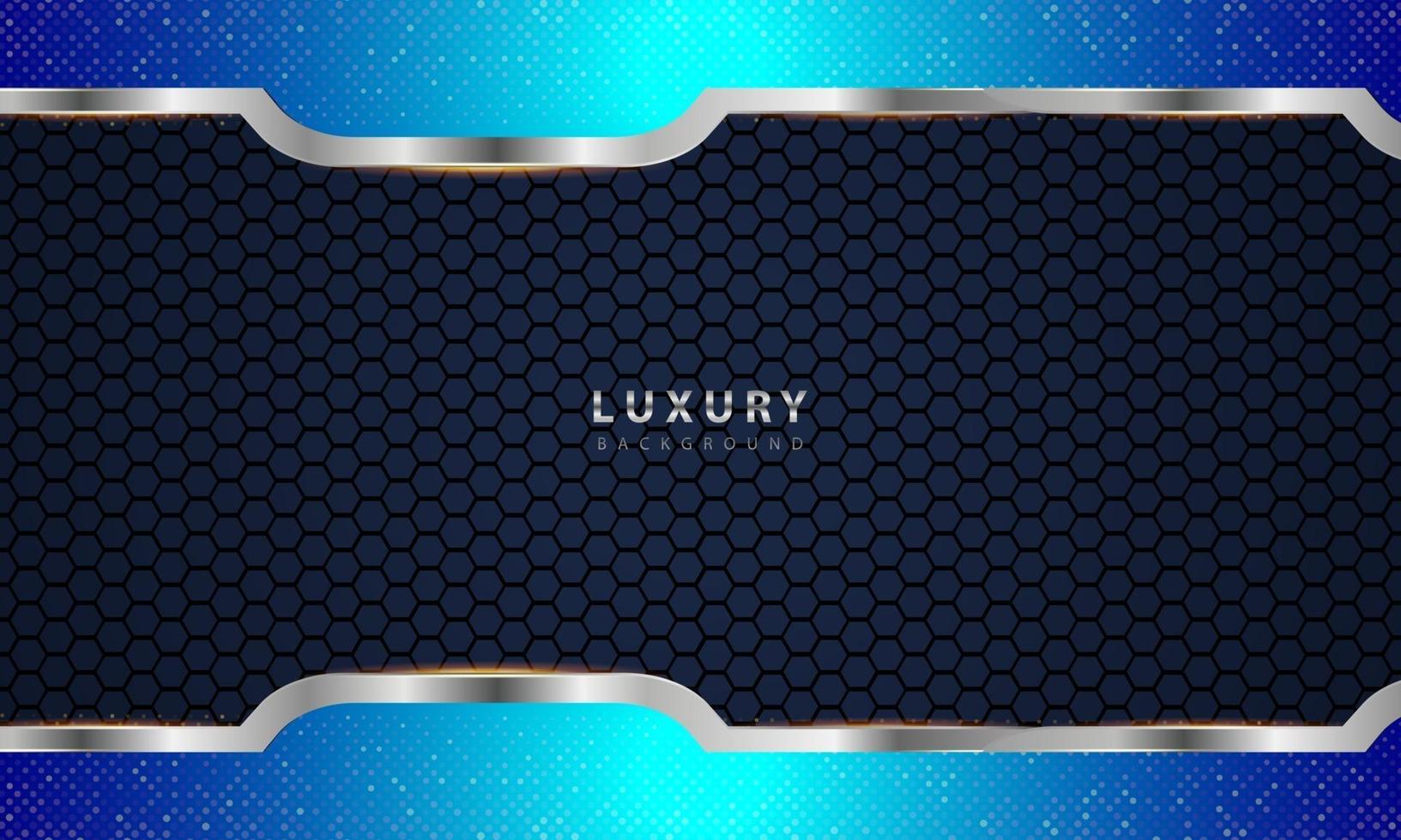 Metallic black blue frame layout modern tech design template. vector