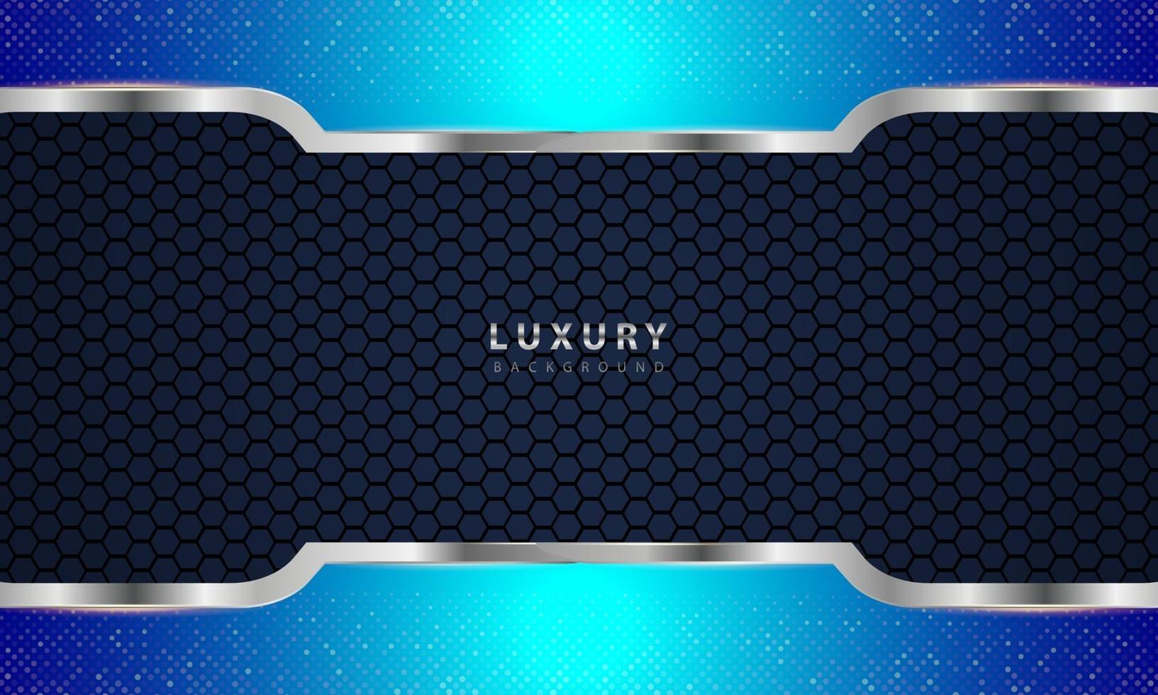 Metallic black blue frame layout modern tech design template. vector