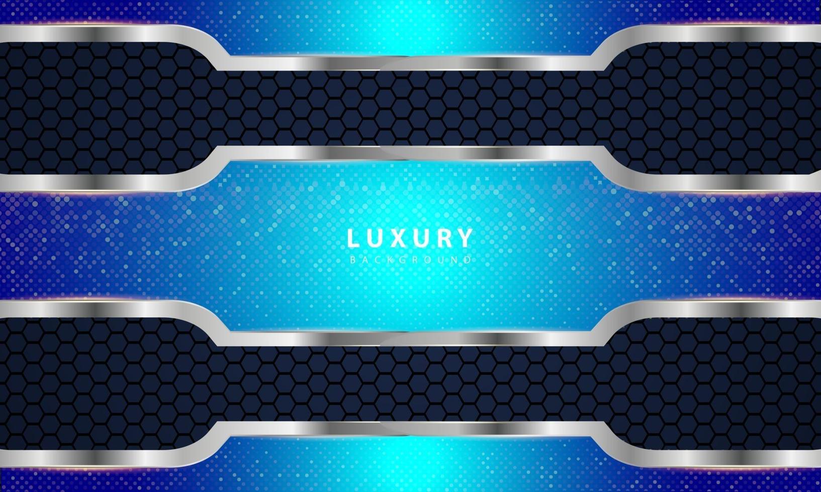 Metallic black blue frame layout modern tech design template. vector