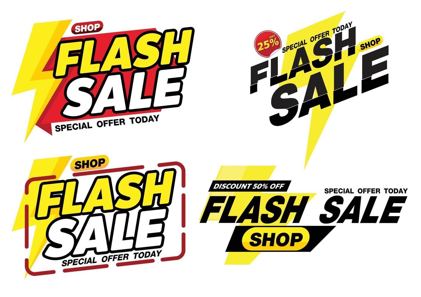 diseño de etiqueta de promoción de banner de venta flash para marketing vector