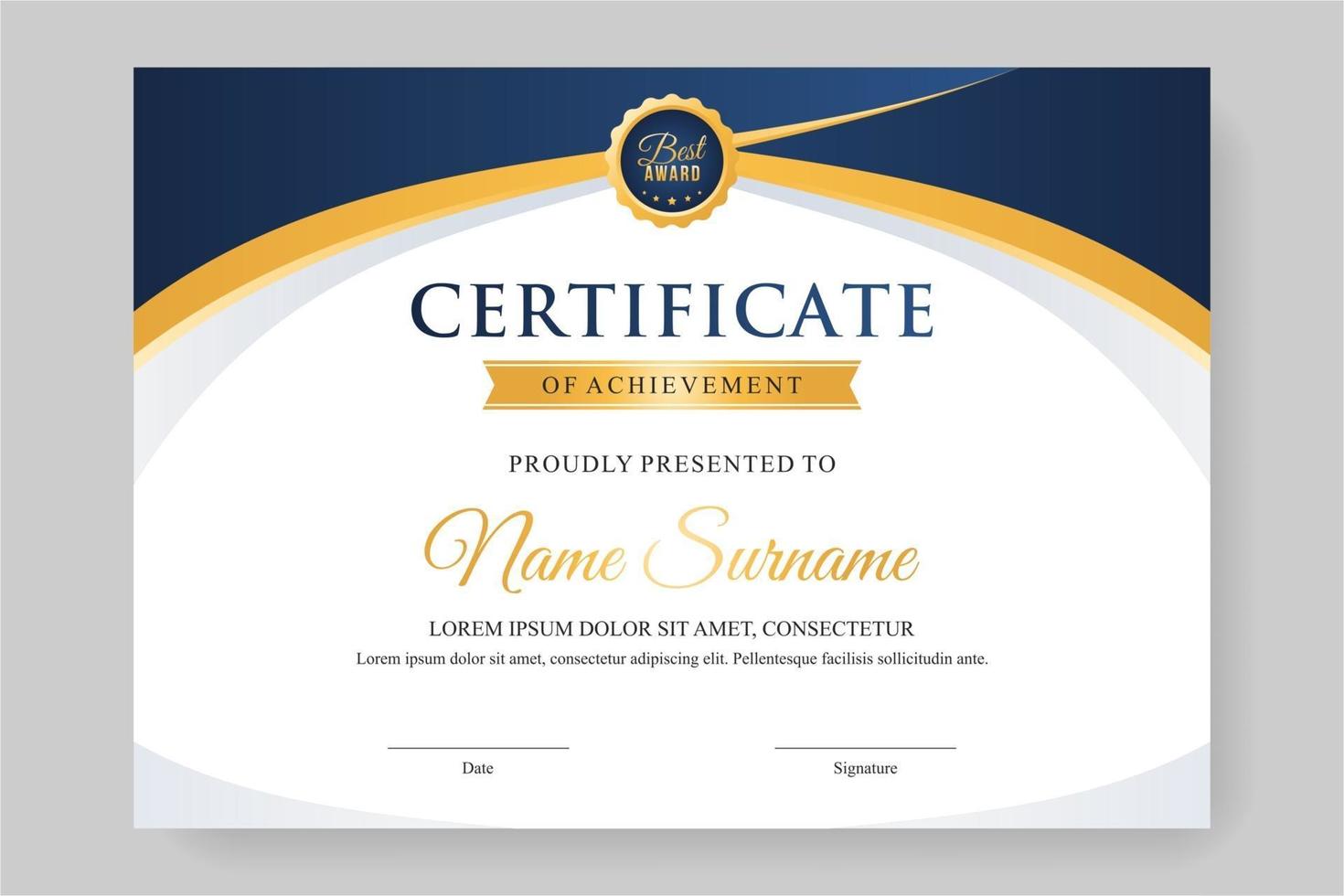 white certificate with blue details vector