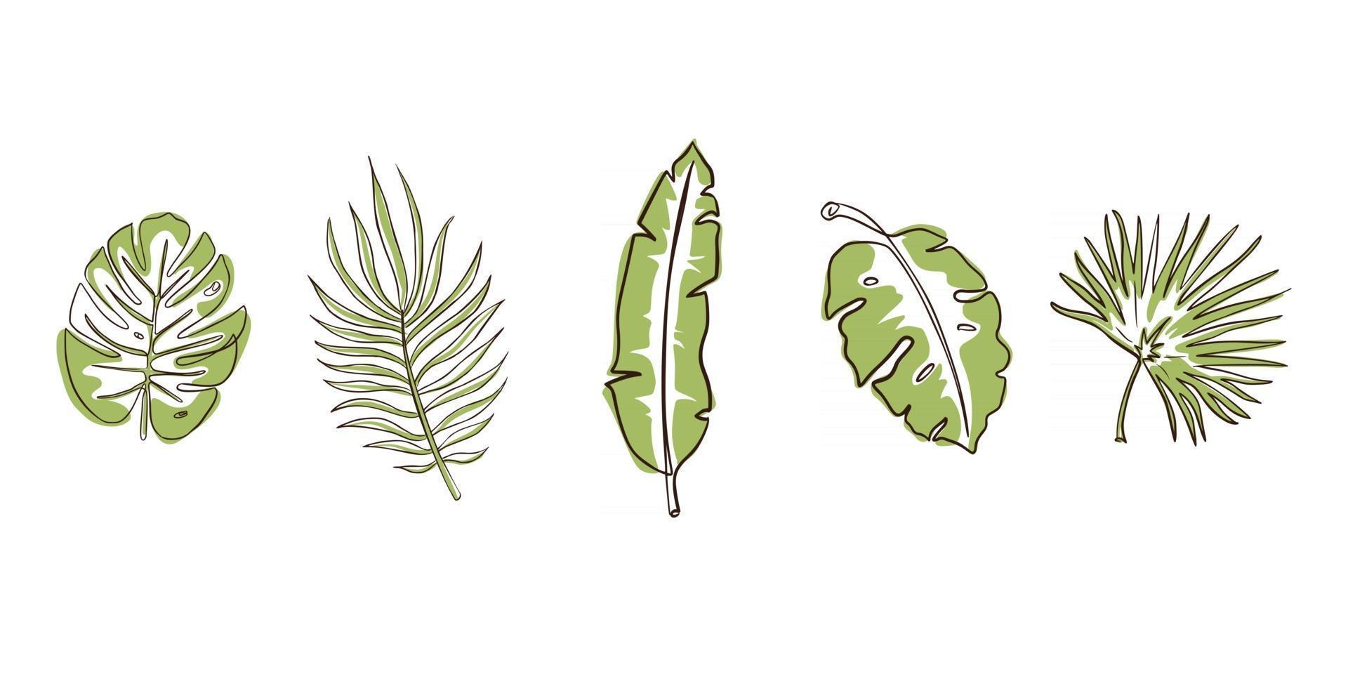 Green Exotic Leaves Set vector