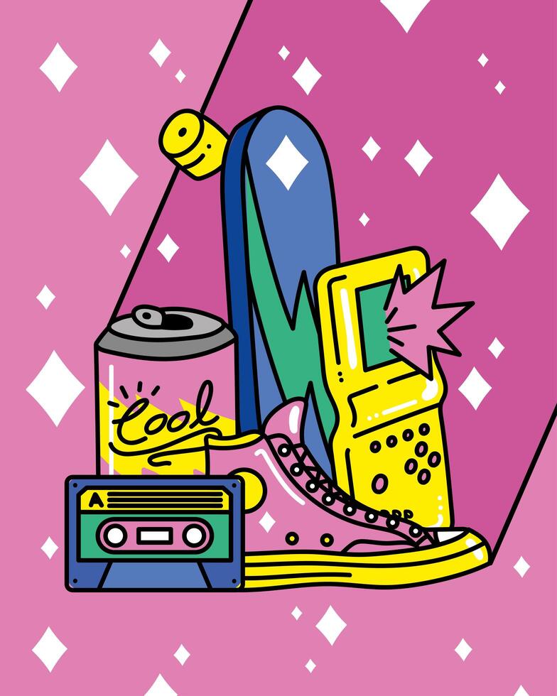 nineties and eighties style design vector