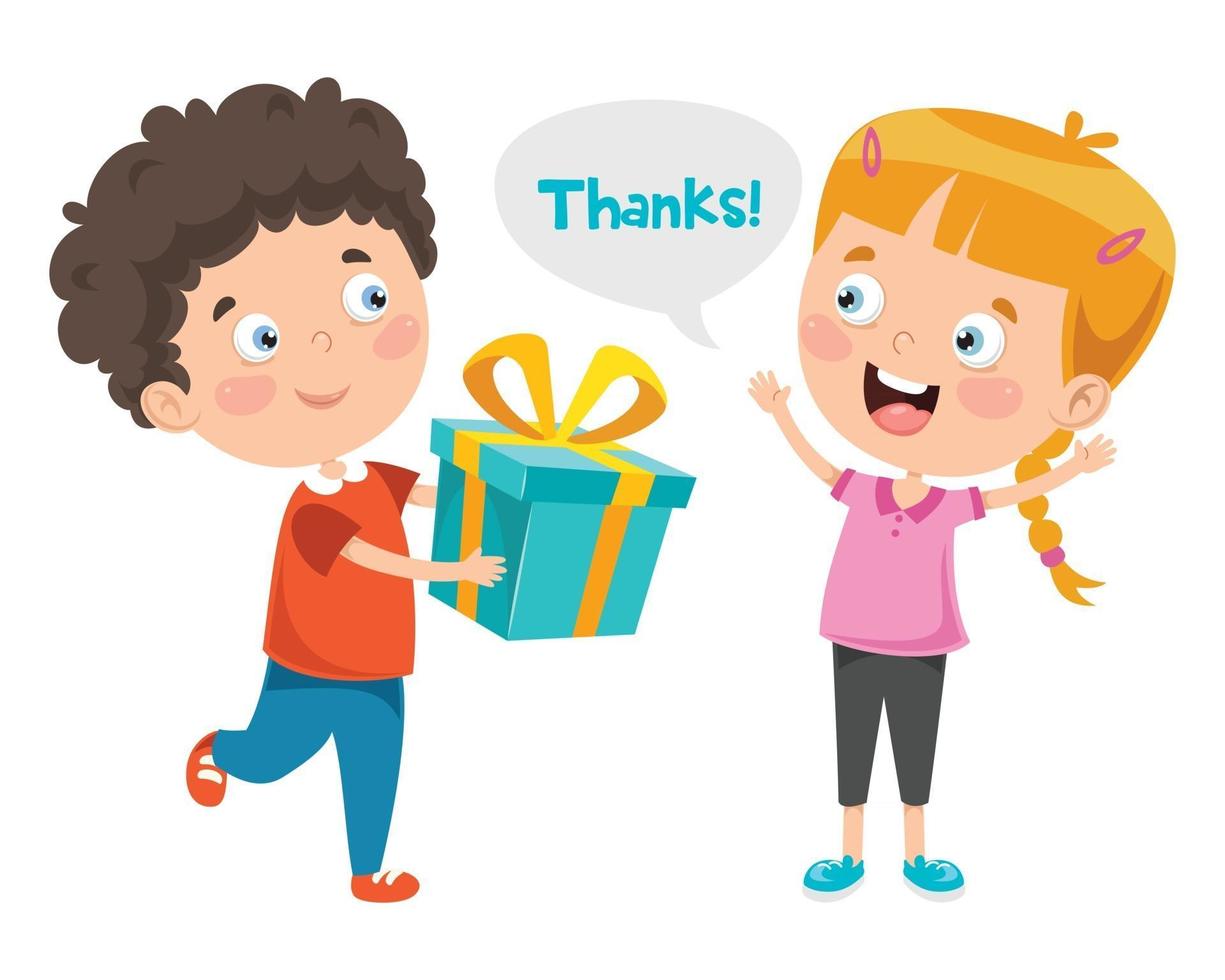 Thank You Illustration With Cartoon Characters vector