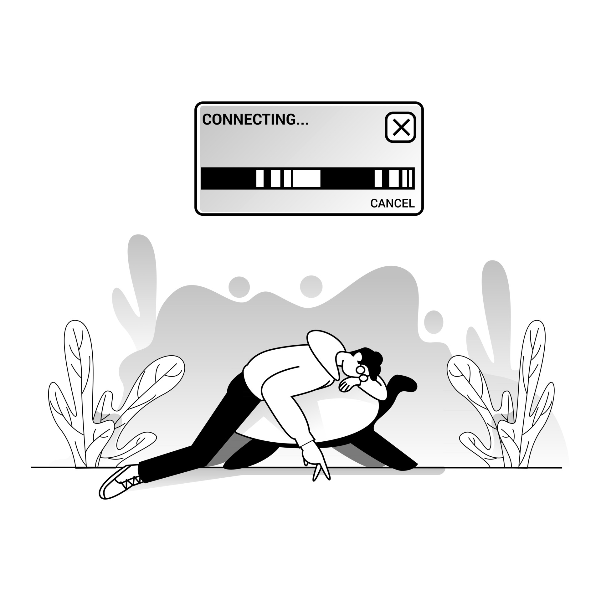 No connection, slow network connection vector illustration