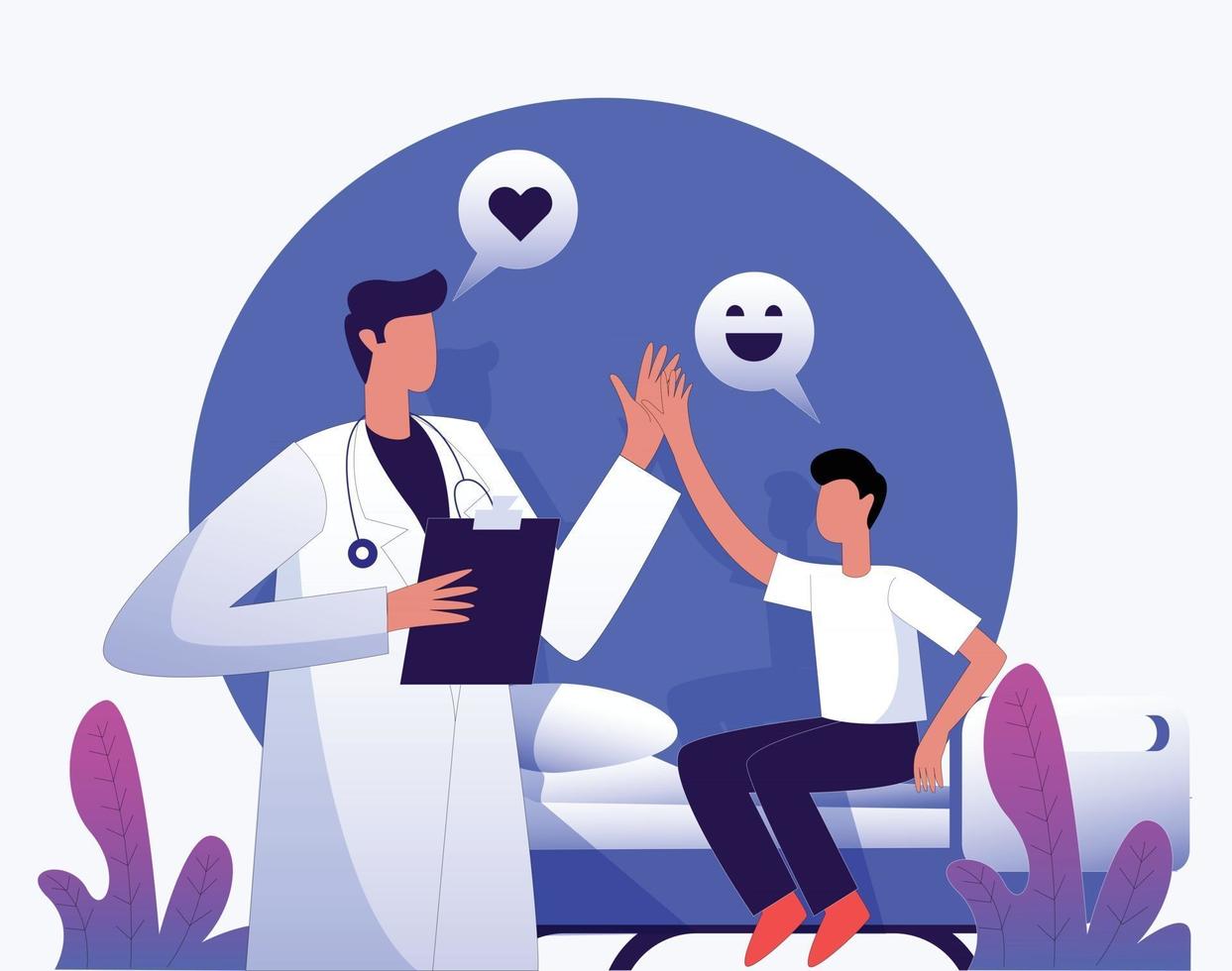 Medical doctor with teenage boy patient illustration concept vector