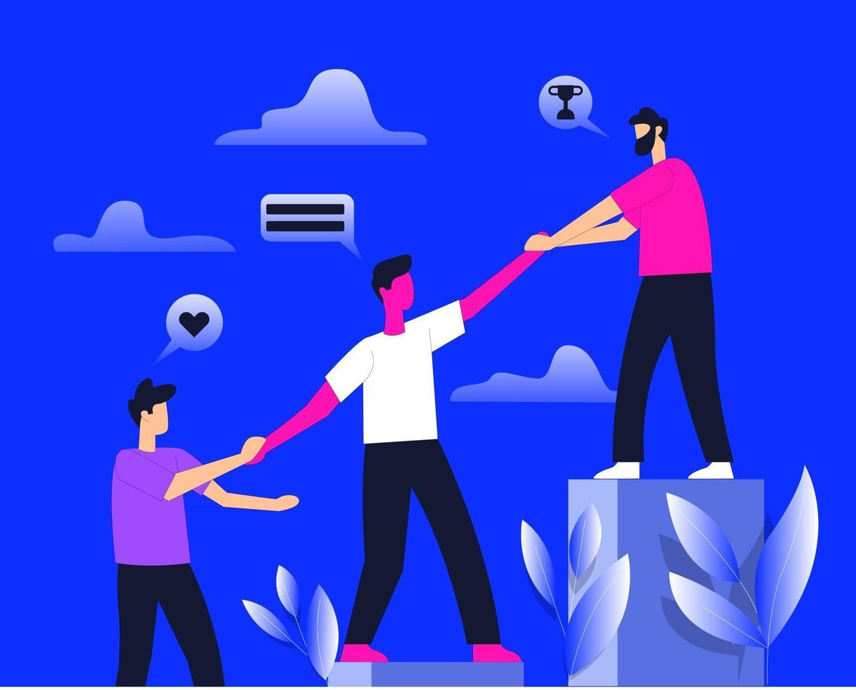 People helping each other for growth illustration concept vector