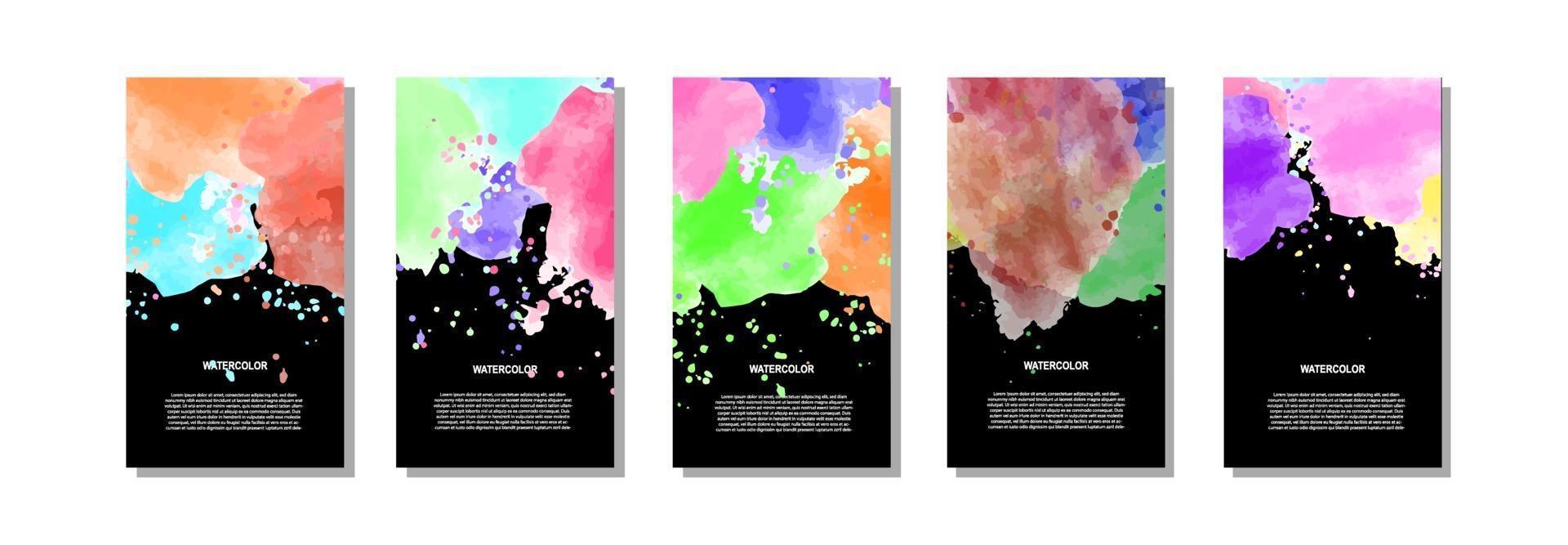 set of bright colorful watercolor background for poster, brochure or flyer poster vector