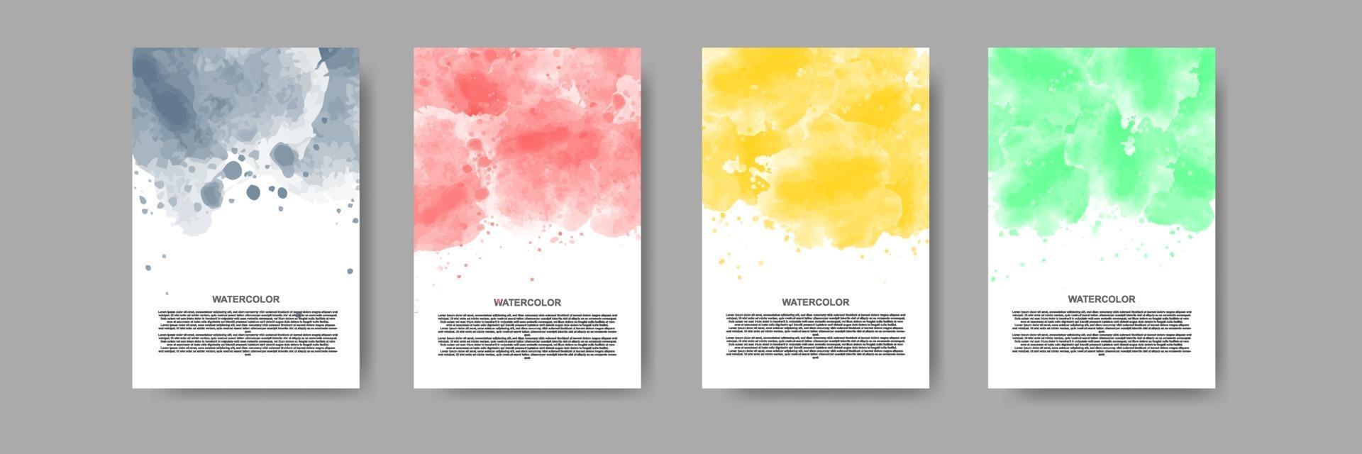 set of bright colorful watercolor background for poster, brochure or flyer vector