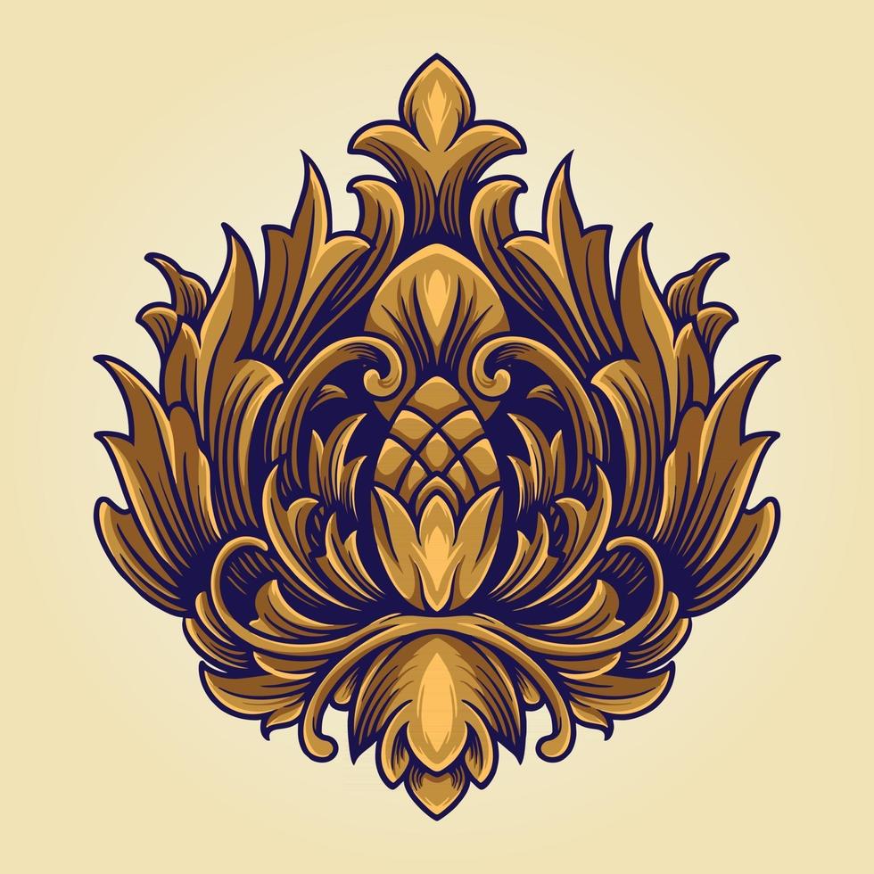 reino corona símbolo florido logo vintage vector