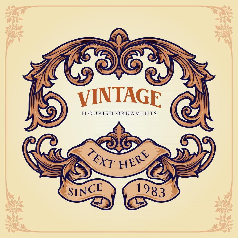 Badge Vintage Flourish Label Ornaments vector