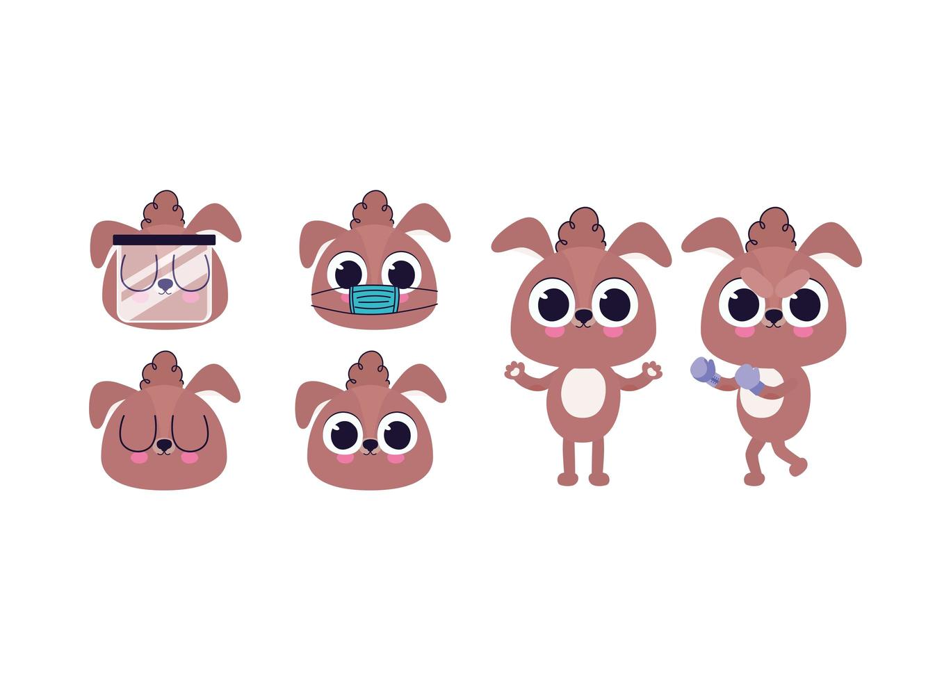 set of cute puppys stickers vector